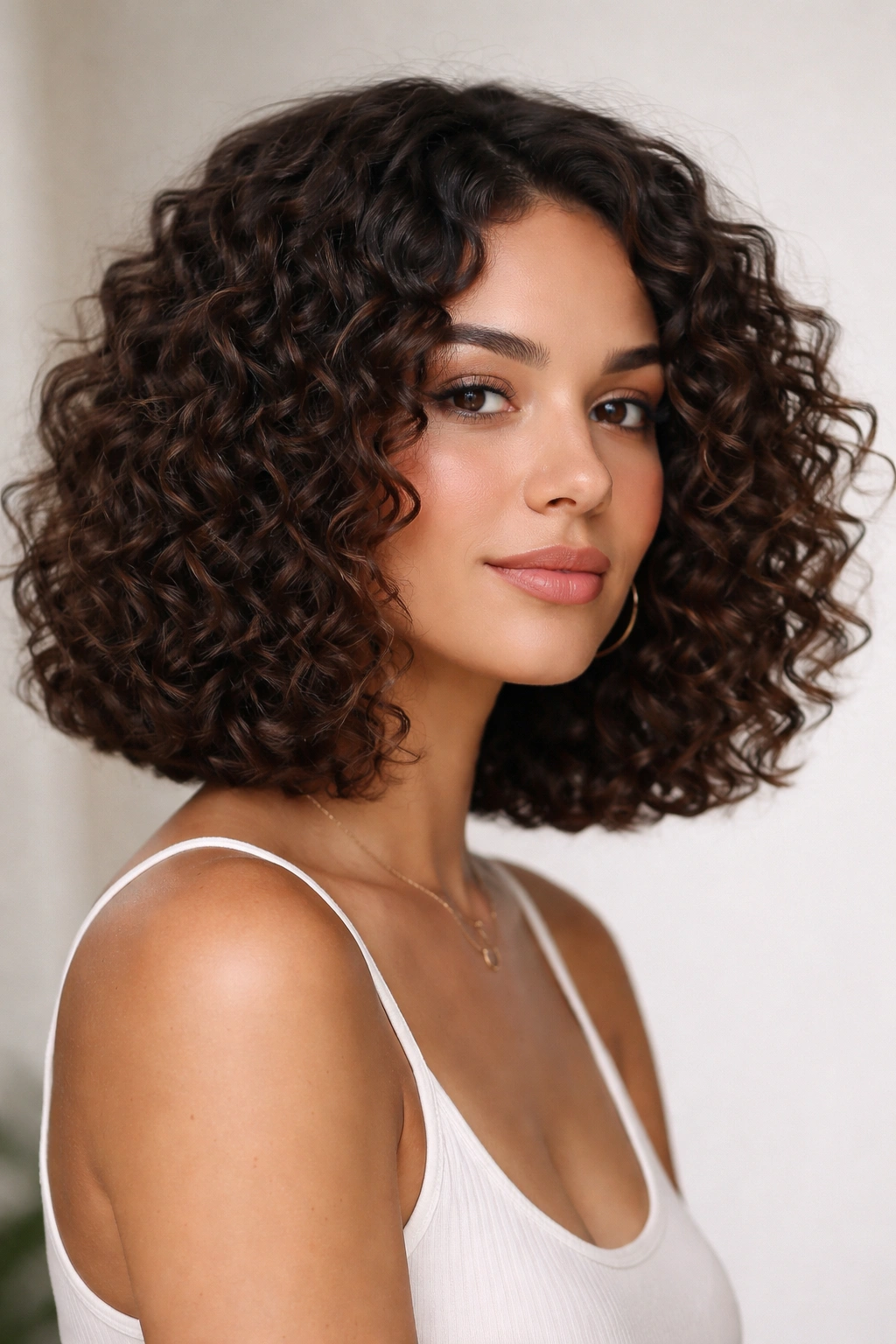 15 Curly Lob Haircuts At The Perfect Length 7 Close-up of blunt-cut curly lob showing a crisp bottom edge and natural curl texture