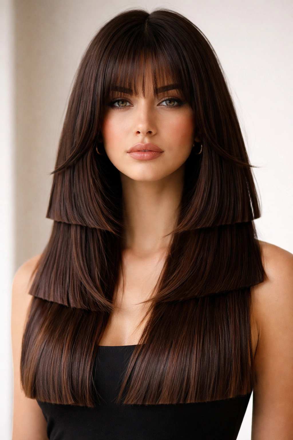 8 Octopus Haircuts For Medium And Long Hair 3 Close-up of blunt-cut octopus haircut with straight, crisp ends.