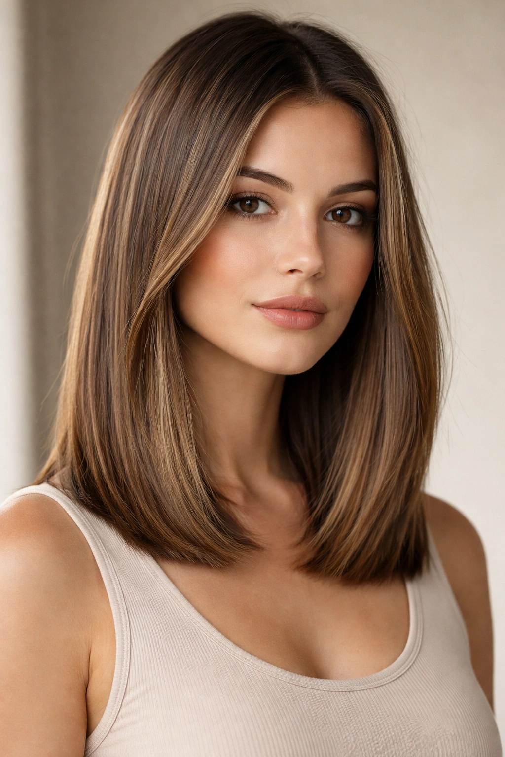 25 Medium Length Hairstyles That Suit Everyone 22 Medium-length hair with blunt ends and subtle dimension