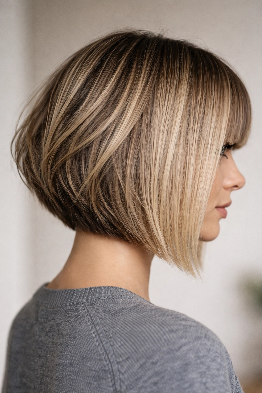 15 Angled Bob Haircuts From Subtle To Dramatic 6 Blunt front with textured back bob showing contrast between front and back