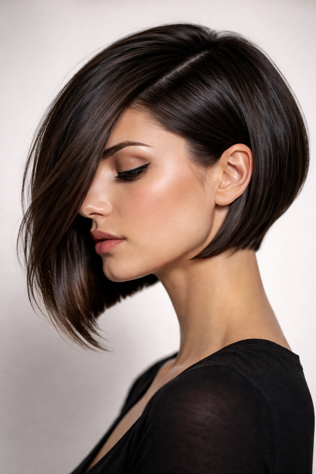 10 Inverted Bob Cuts That Add Volume And Shape 10 Blunt inverted bob with dramatic side part and sharp edges