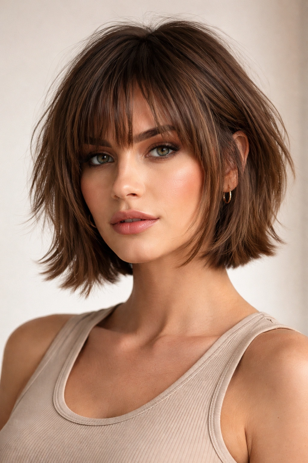 Blunt jaw-length layers with undercut and choppy texture.