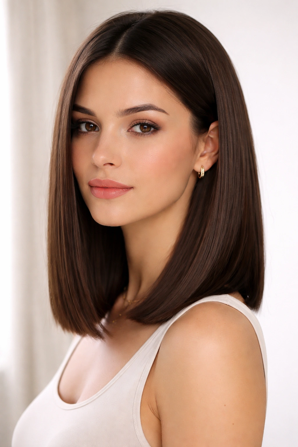 20 Medium Length Haircuts For Every Hair Texture 12 Blunt long bob with a crisp straight edge