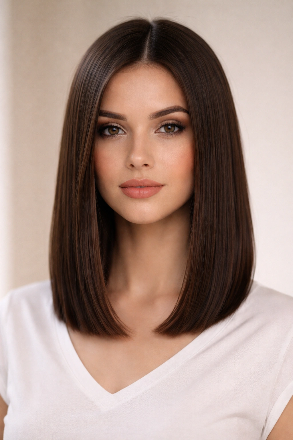 15 Sleek Medium Haircuts For Women With Straight Hair 8 Long blunt lob hairstyle with a perfectly straight edge on straight hair