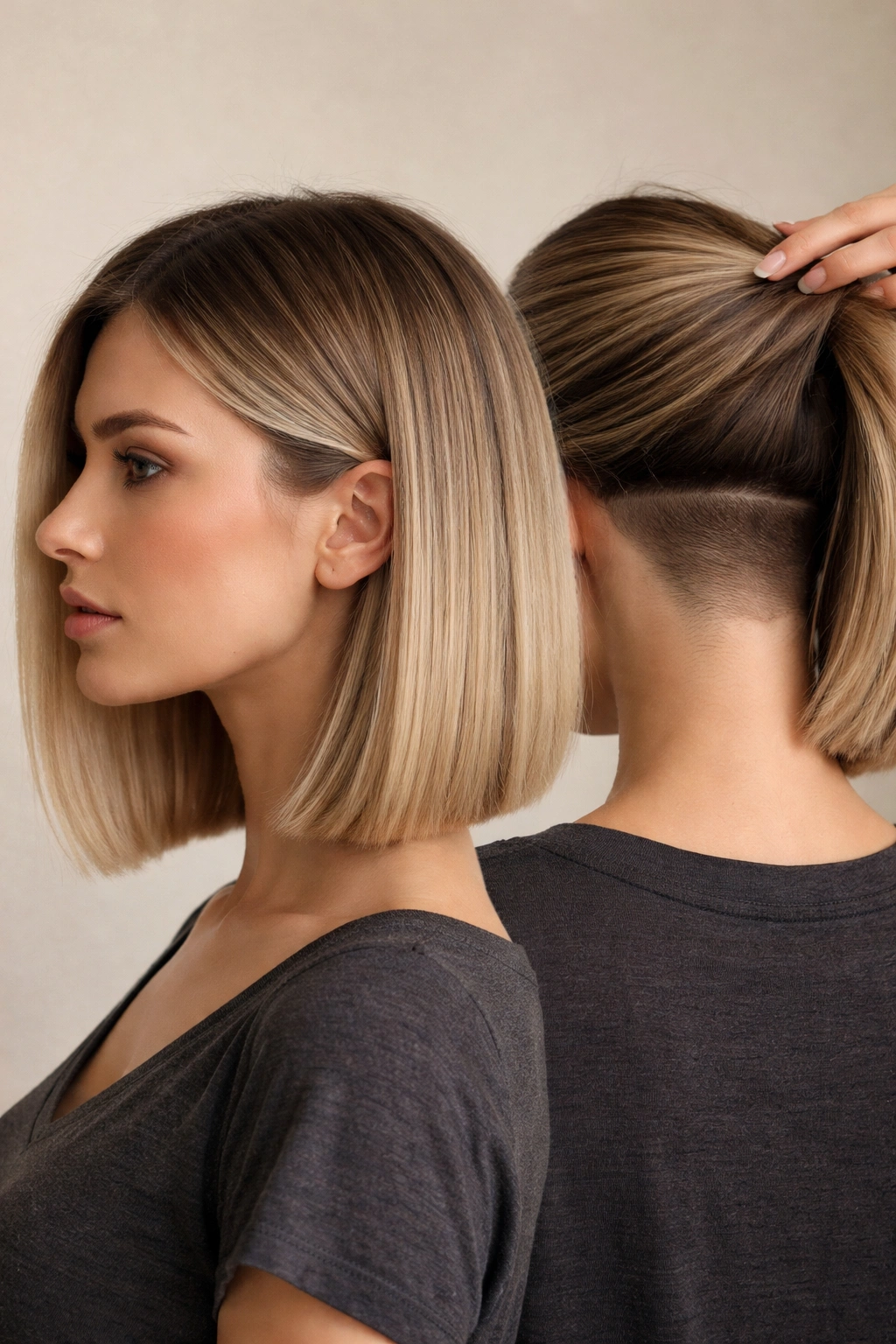 15 Awkward In Between Length Haircuts That Work 6 Blunt lob showing subtle undercut at the nape
