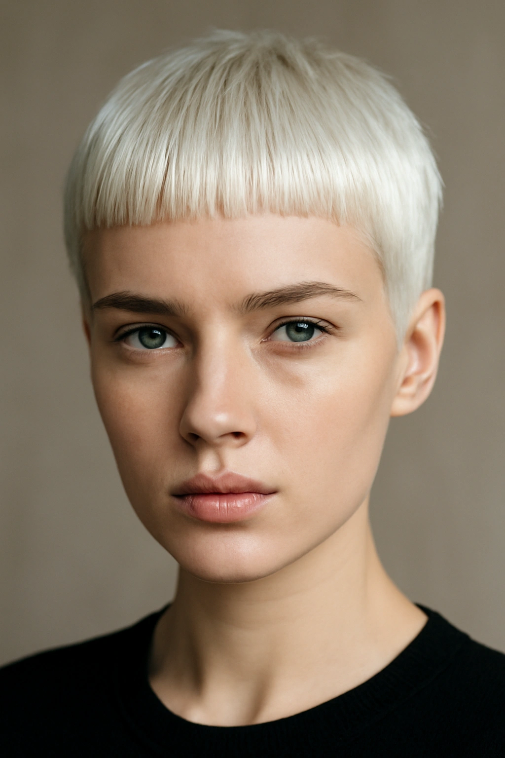 10 Platinum Blonde Short Haircuts Women Are Getting Now 4 Blunt micro bangs in platinum blonde with a short crop