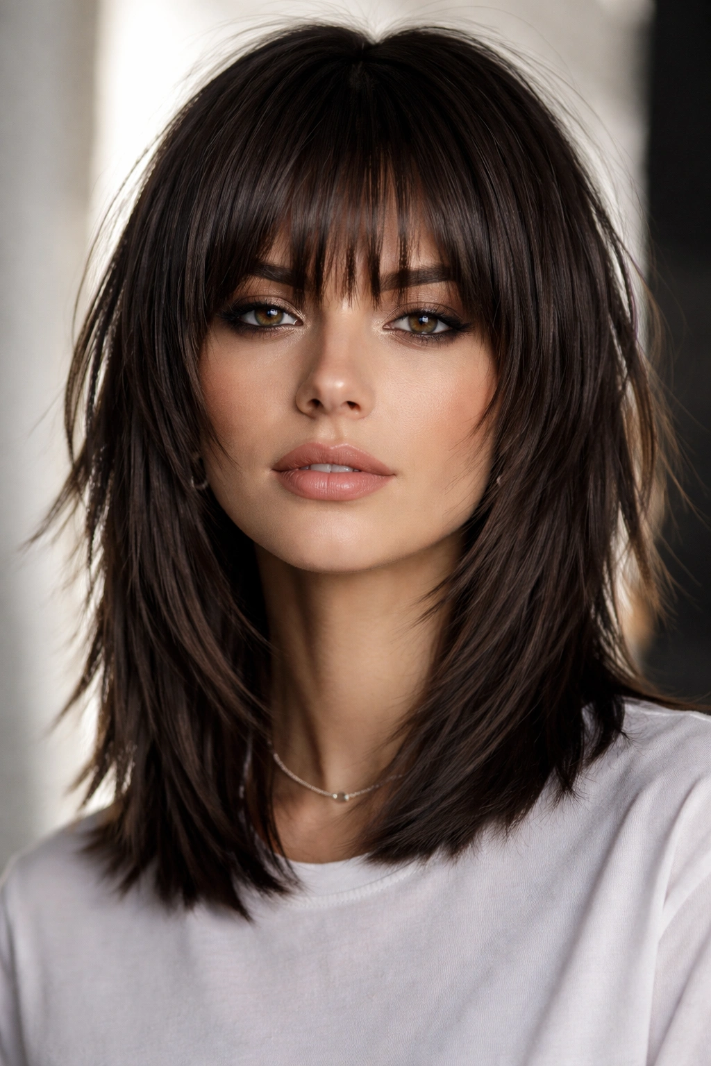 12 Shoulder Length Shag Cuts For Any Hair Type 3 Blunt shag with sharp defined layers at shoulder length