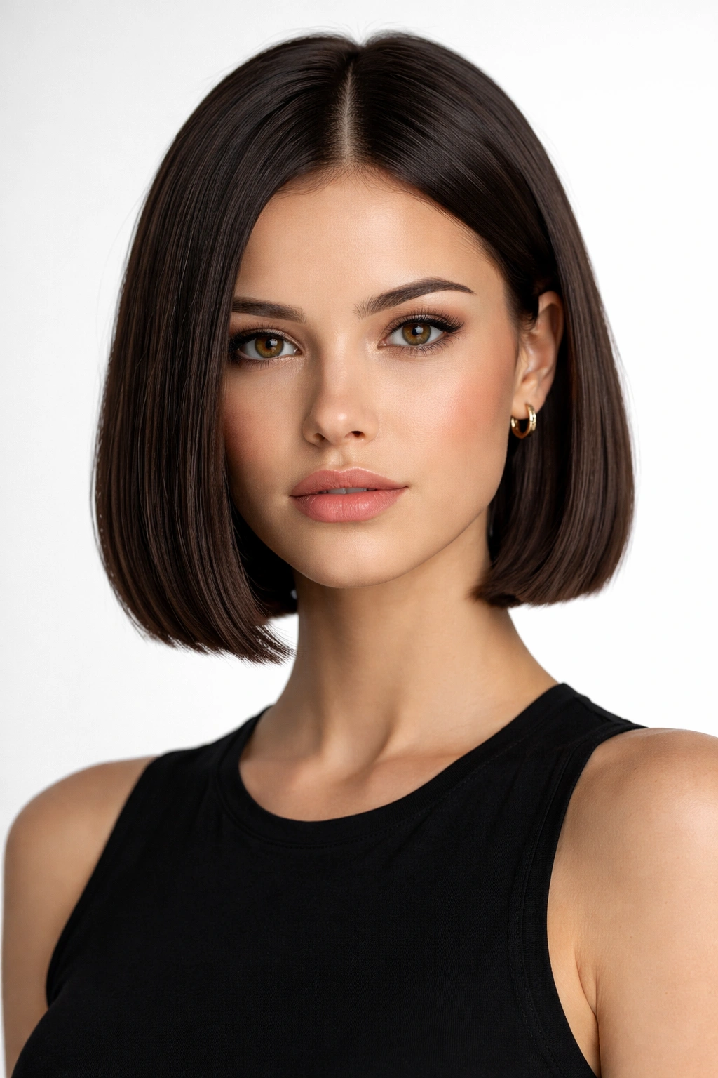 Portrait of a person with a blunt short bob showing a crisp, even line