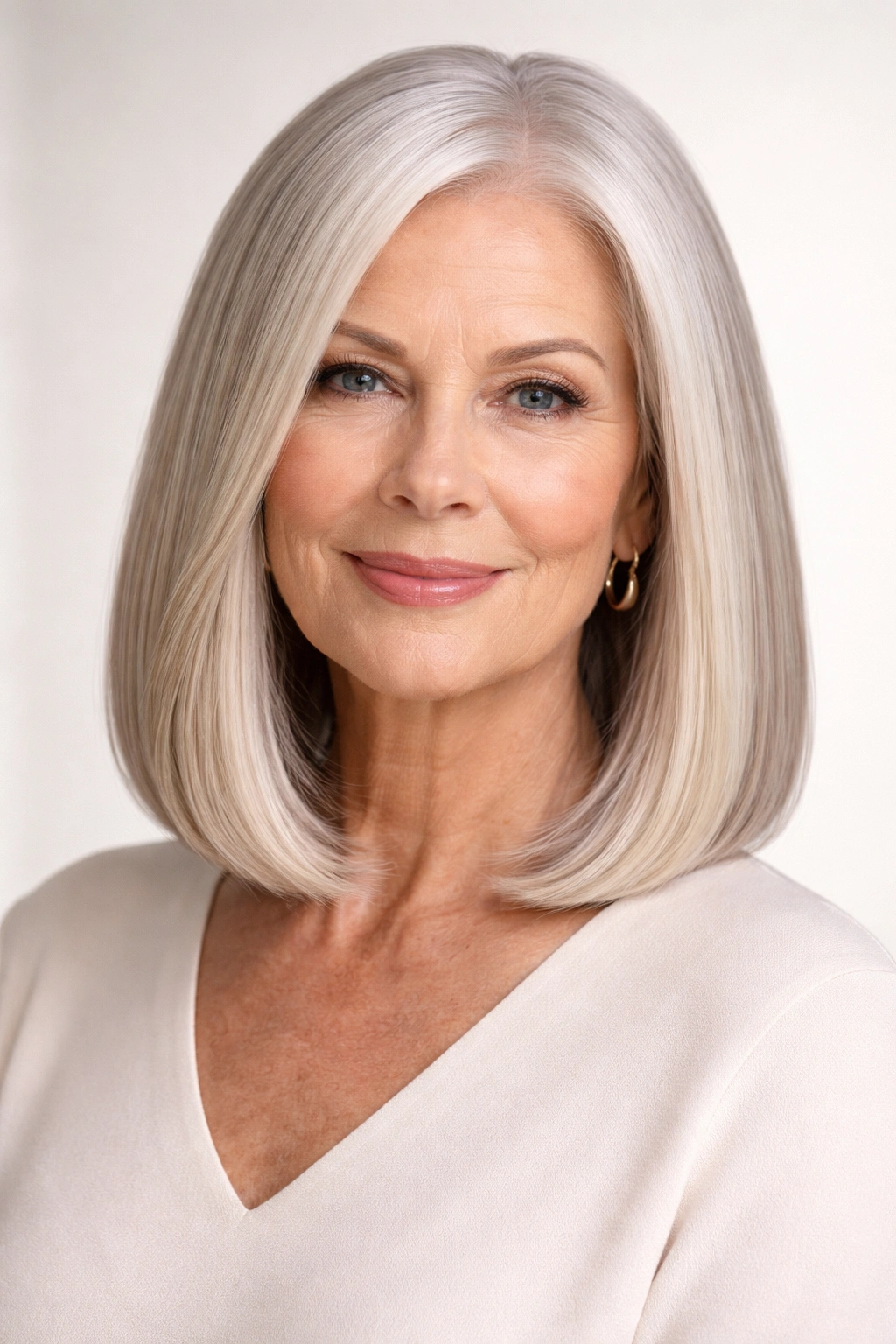 Head-and-shoulders of a person with a blunt shoulder-length bob.