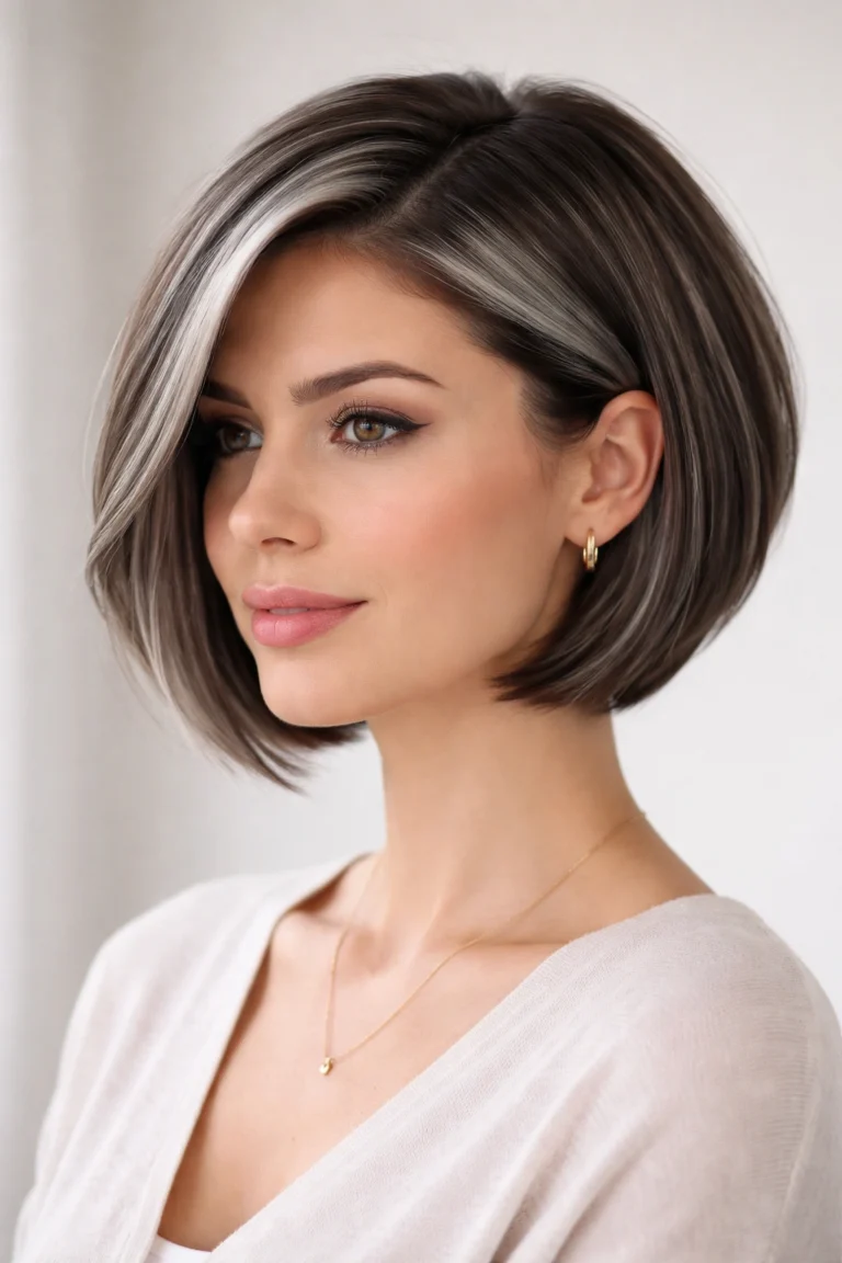 10 Short Haircuts Accented With Soft Gray Highlights
