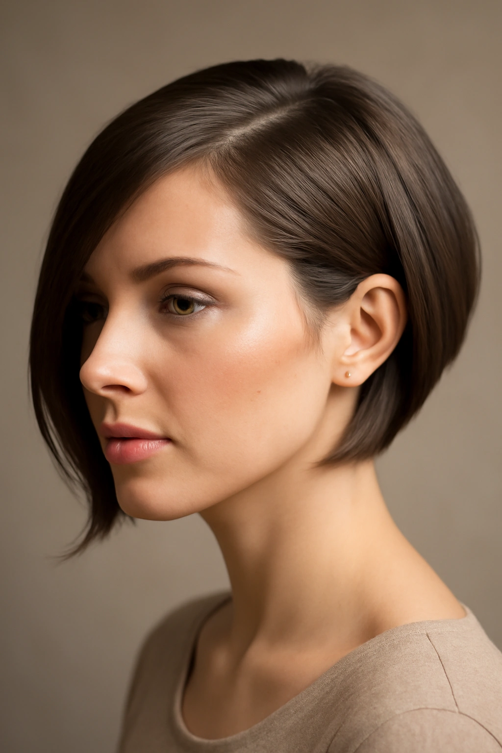 10 Pretty Bridesmaid Hairstyles for Short Hair 2 Sleek side-swept bob with dramatic long side and pinned-back detail