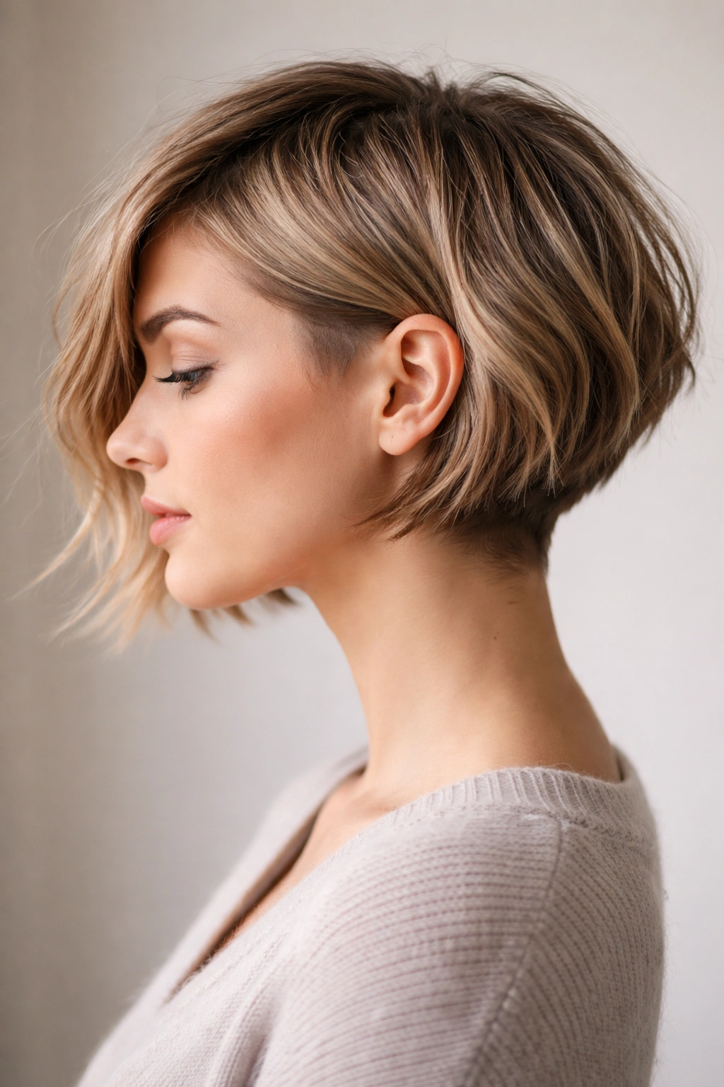 Jaw-length bob with textured undercut and movement