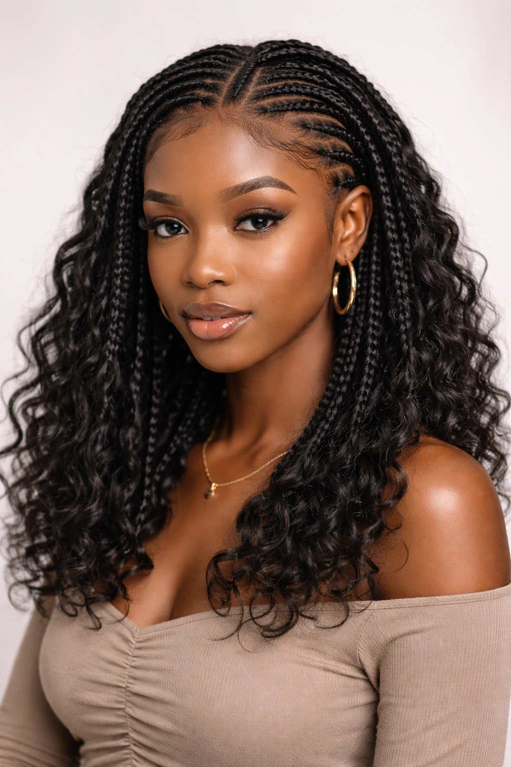 Close-up of Bobo Braids hairstyle with baby braids and volume at the ends