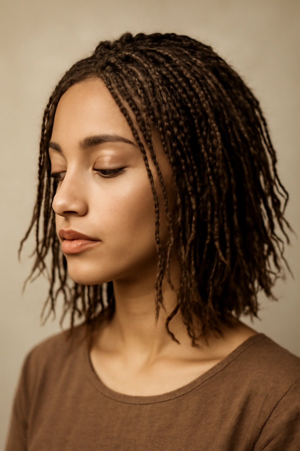 15 Micro Braid Styles for Short, Medium, or Long Hair 5 Boho micro braids with wispy, unbraided ends for soft texture.