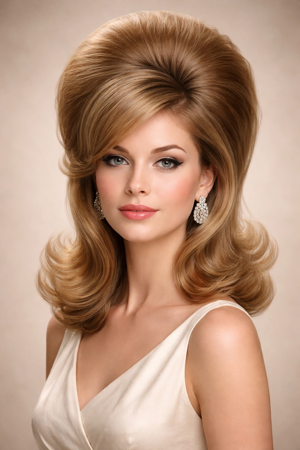 Bouffant hairstyle with rounded volume and lift