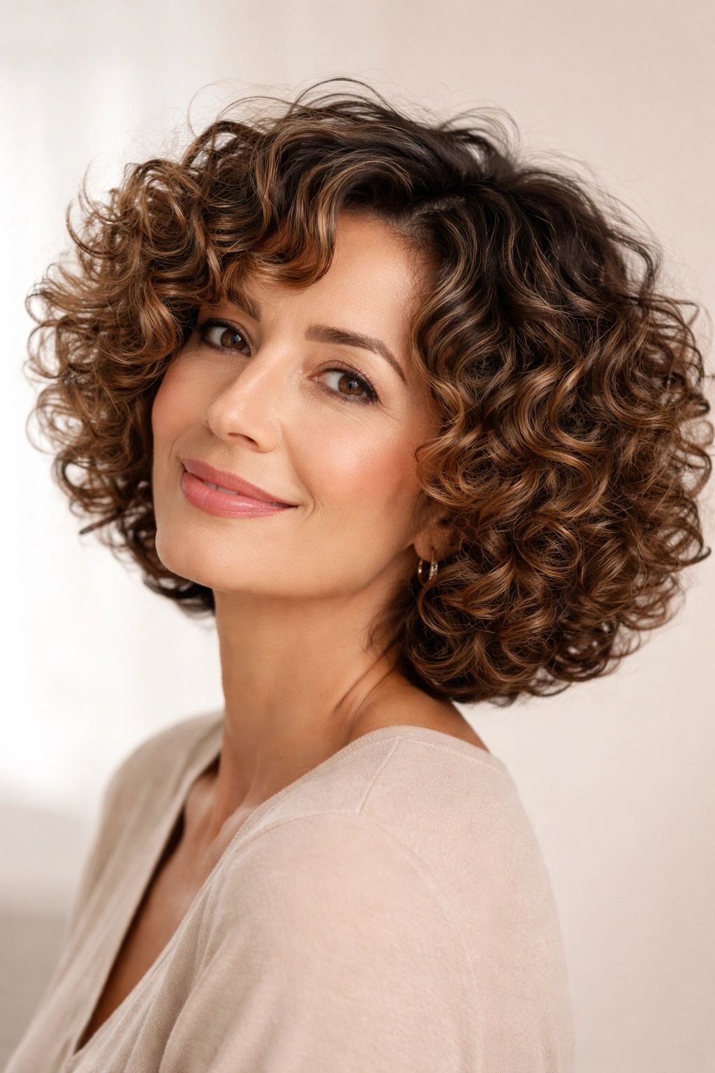 Bouncy curly bob with defined curls