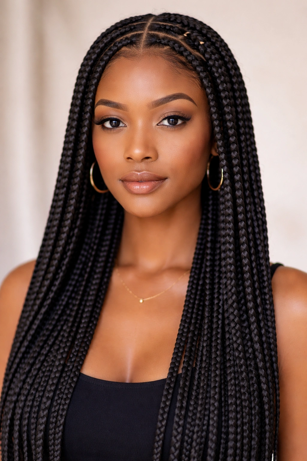 15 Protective Styles That Still Look Put Together 2 Close-up of box braids with clearly defined sections and uniform thickness