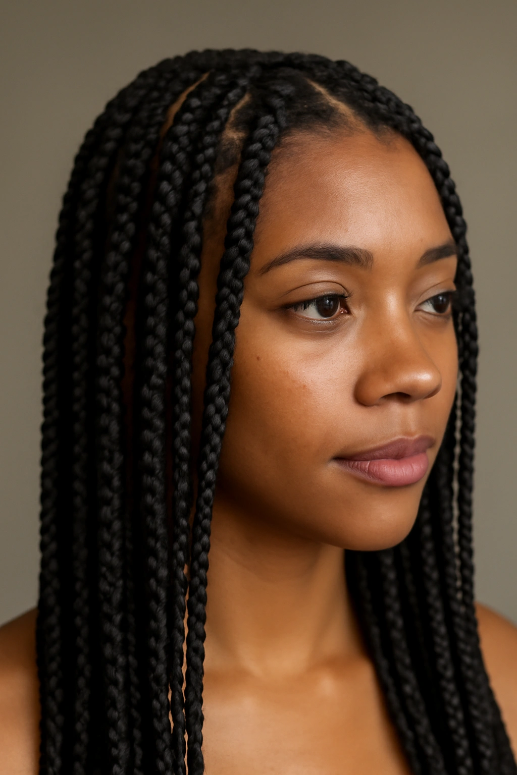 12 Protective Braids for Natural Hair to Bookmark 1 Close-up of a head with square-section box braids and visible scalp