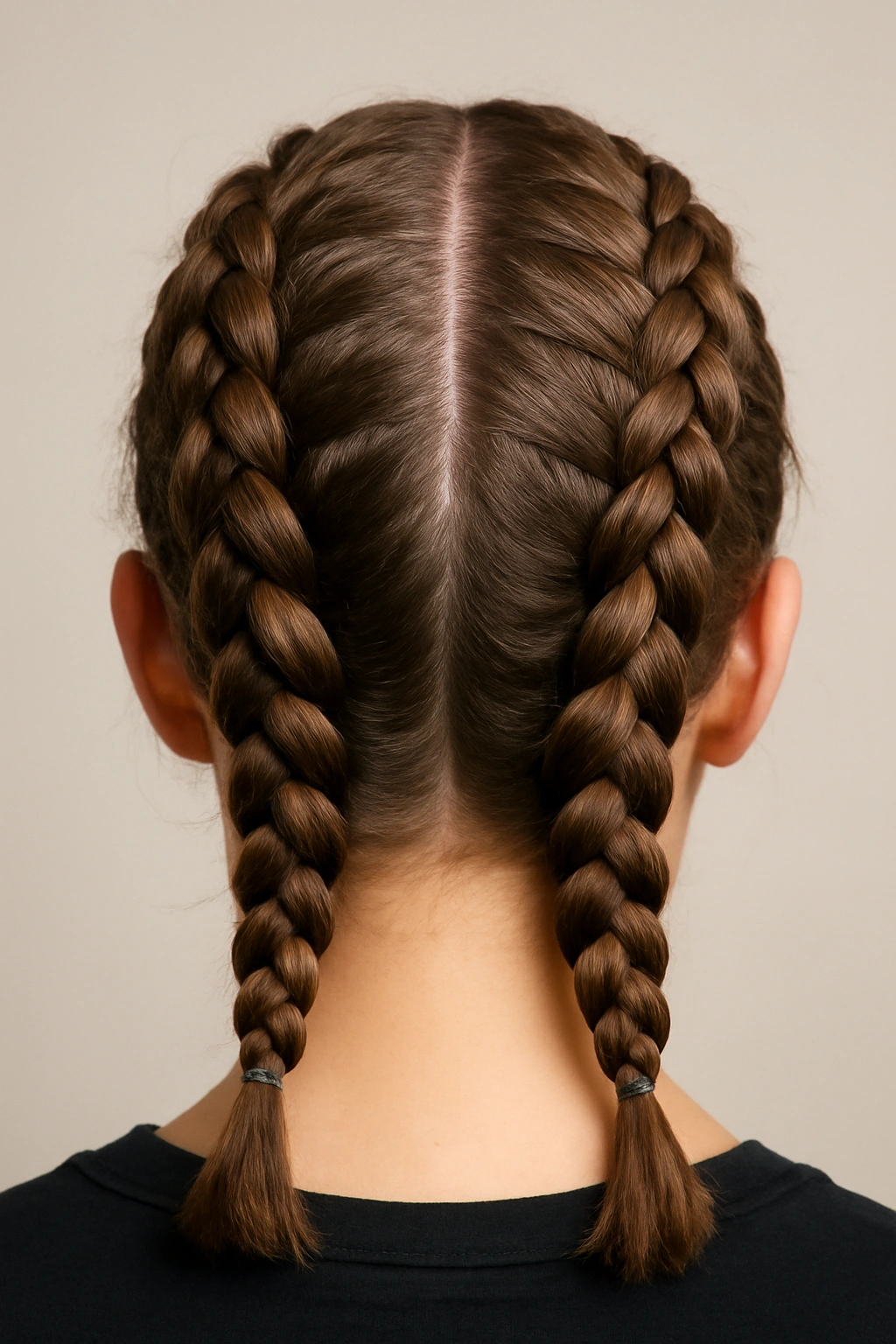 12 Braided Short Hairstyles That Actually Stay Put 5 Top-down view of two boxer braids on short hair showing symmetry