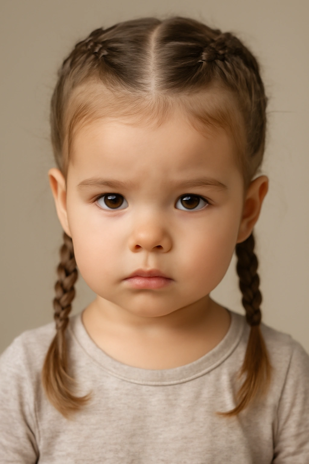 18 Braided Toddler Hairstyles That Won't Come Undone 7 Close-up of two center Boxer Braids on a toddler, symmetrical and neat