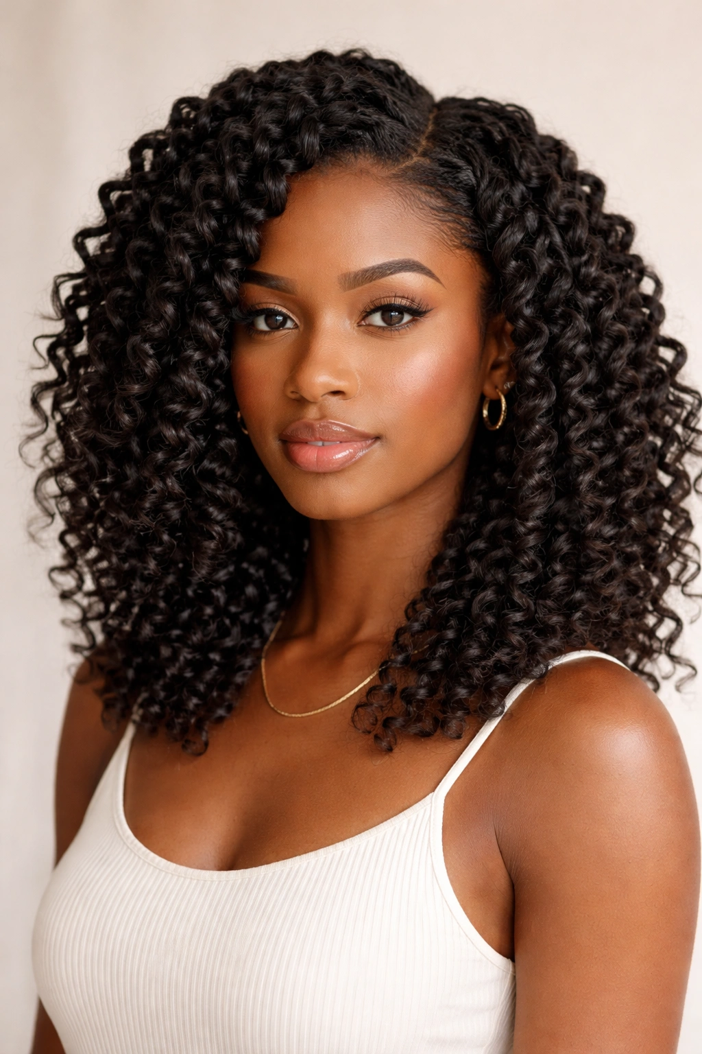 Braid-out curl pattern with ripple waves across hair