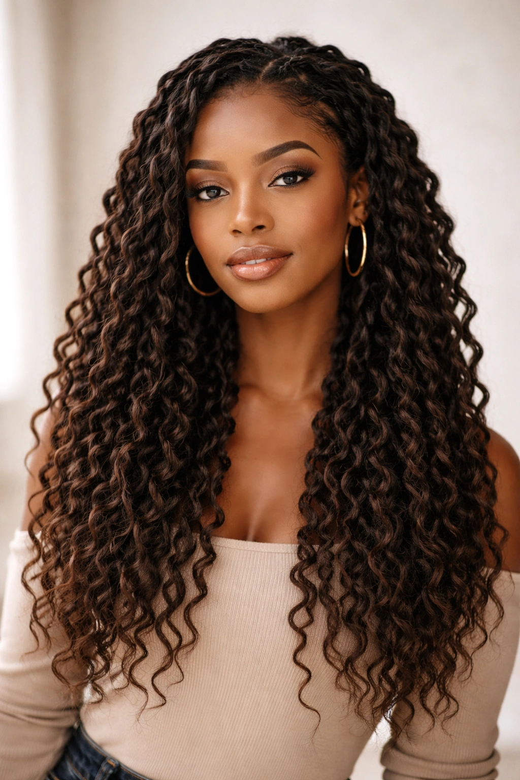 20 Loc Styles For Every Length From Short To Waist 13 Close-up of medium-to-waist-length locs with braid-out waves