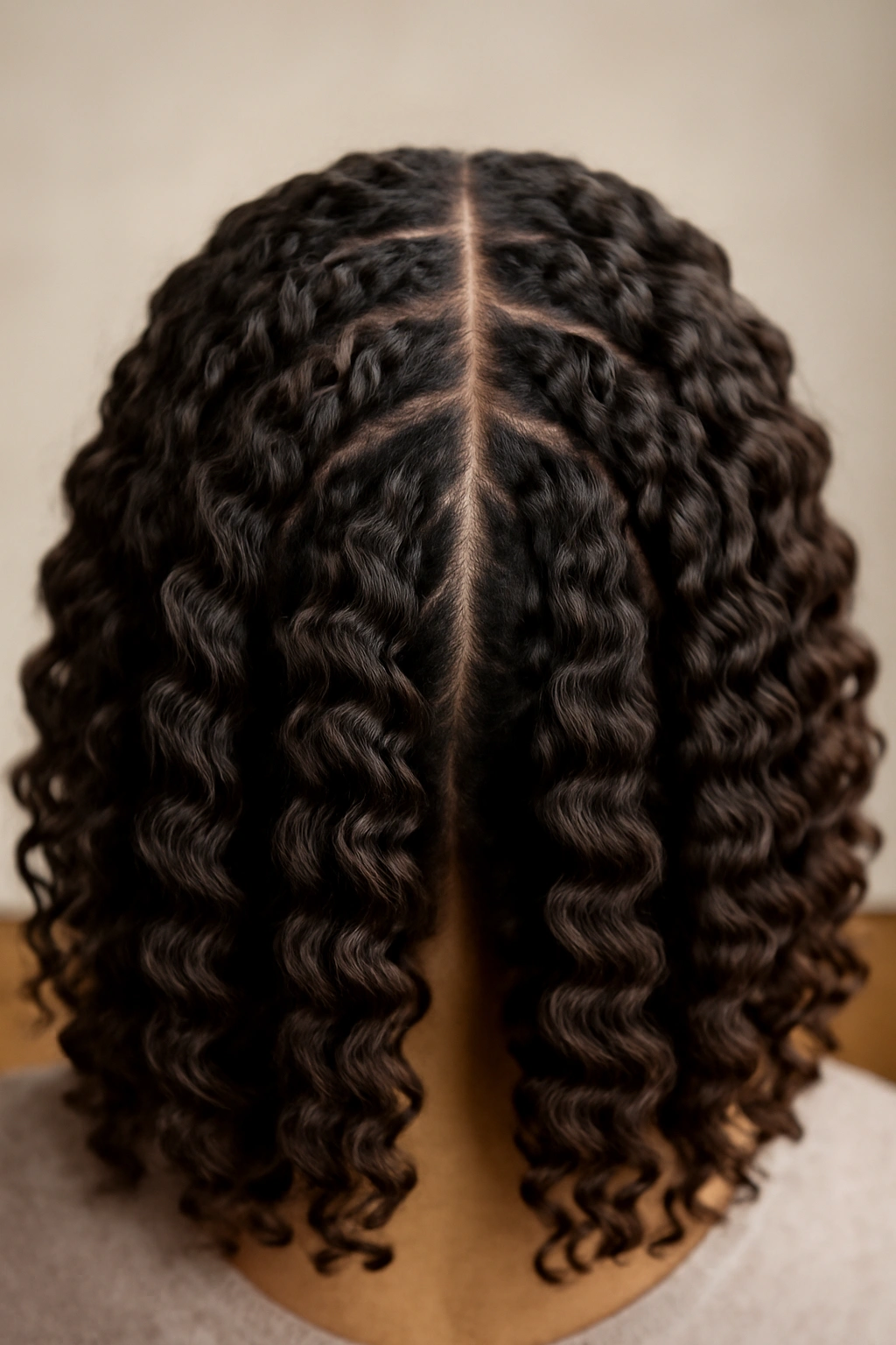 15 Beautiful Ways to Wear Your Naturally Curly Hair 6 Top view of braid-out with defined waves and visible three-strand braids