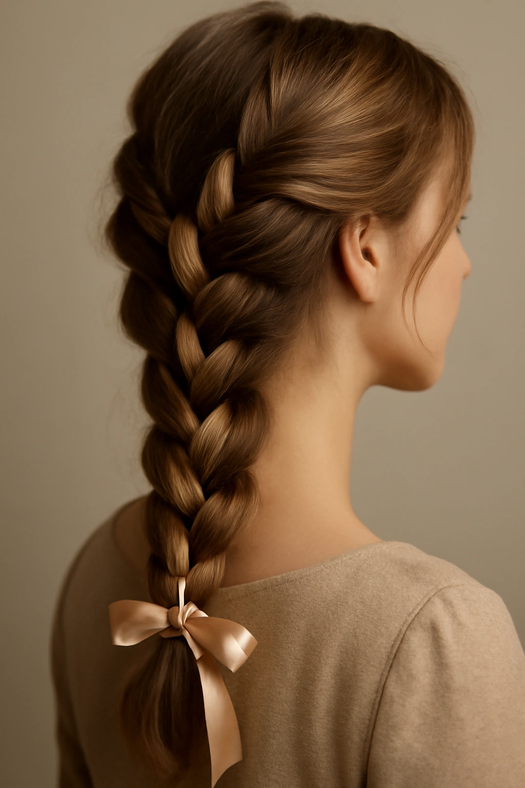 Loose braid woven with a satin ribbon along its length