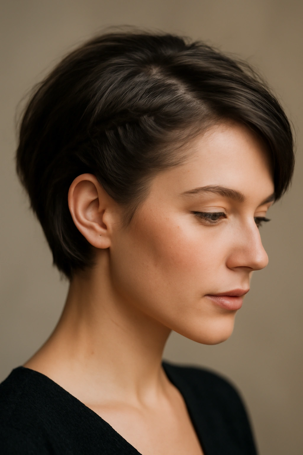 12 Party-Ready Hairstyles That Shine on Short Hair 11 Short hair with a single delicate braid along the temple