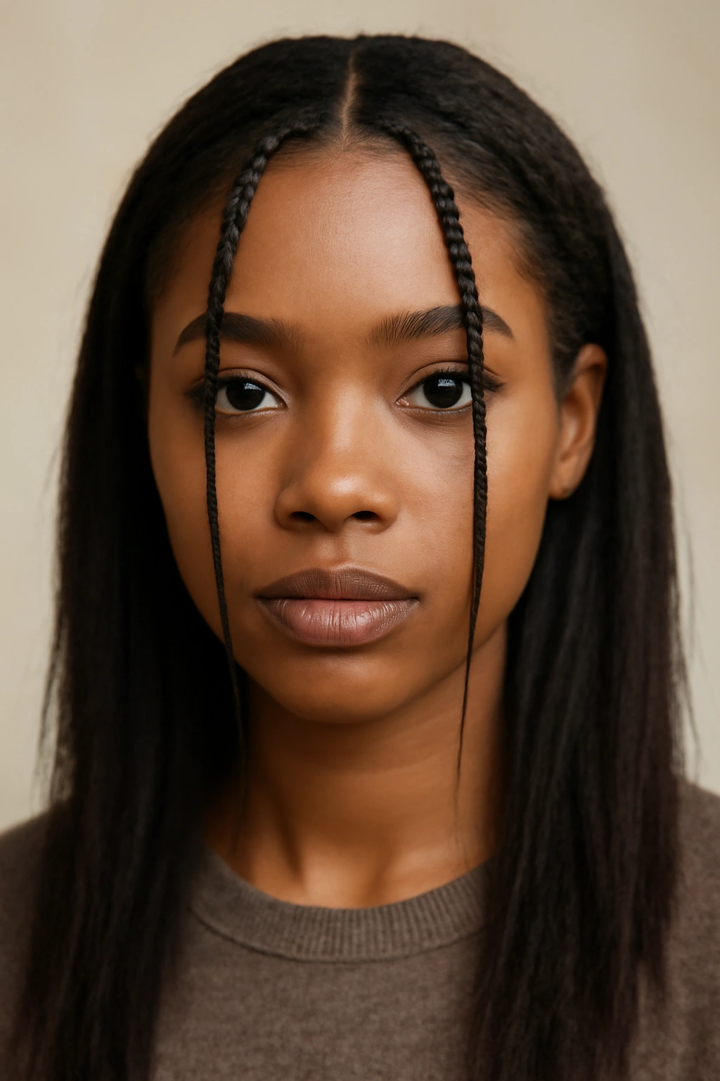 12 Bangs Hairstyles That Flatter Black Women 10 Front hairline with thin braided bangs