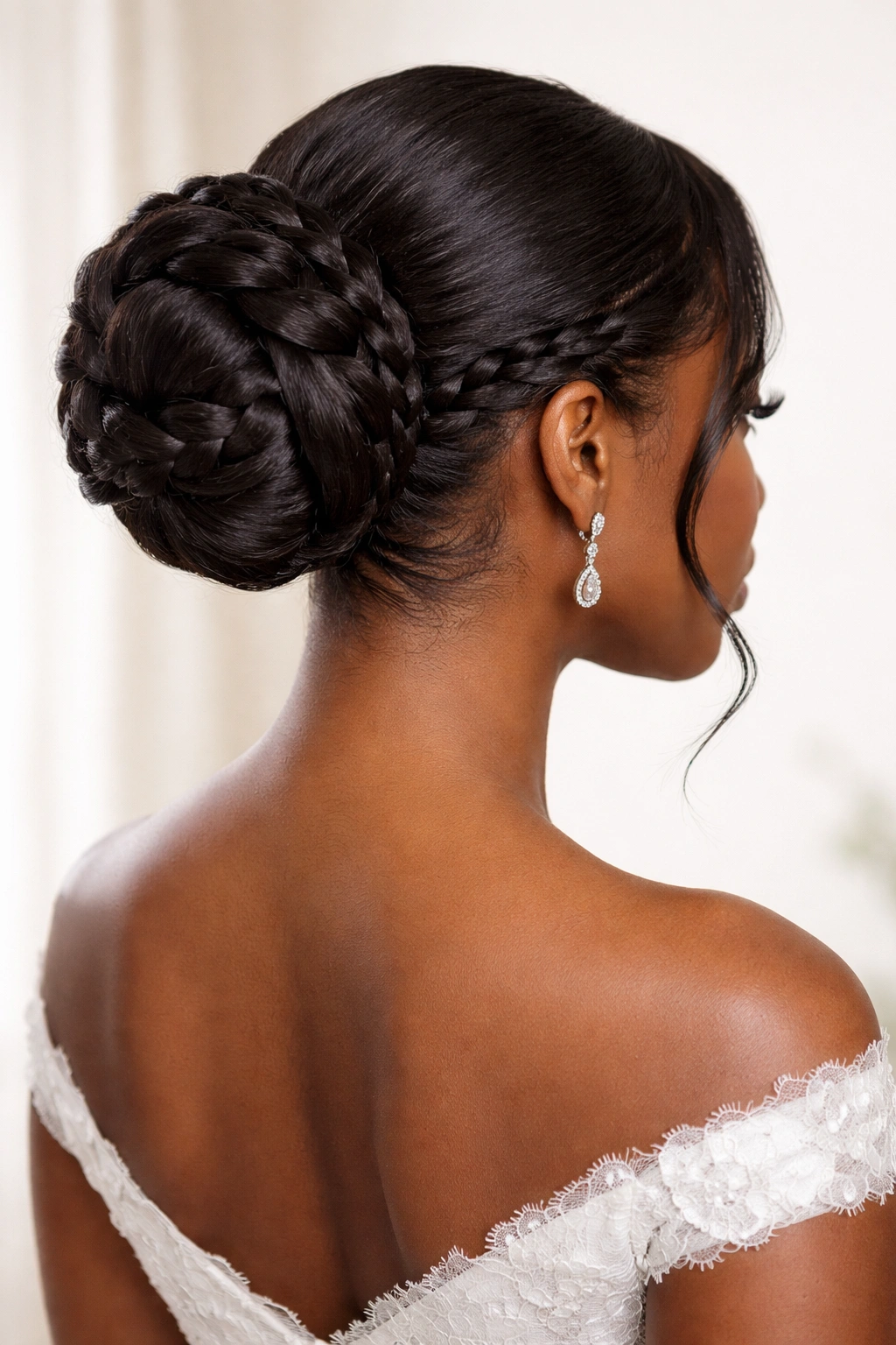 Polished braided bun with visible underbraid detailing