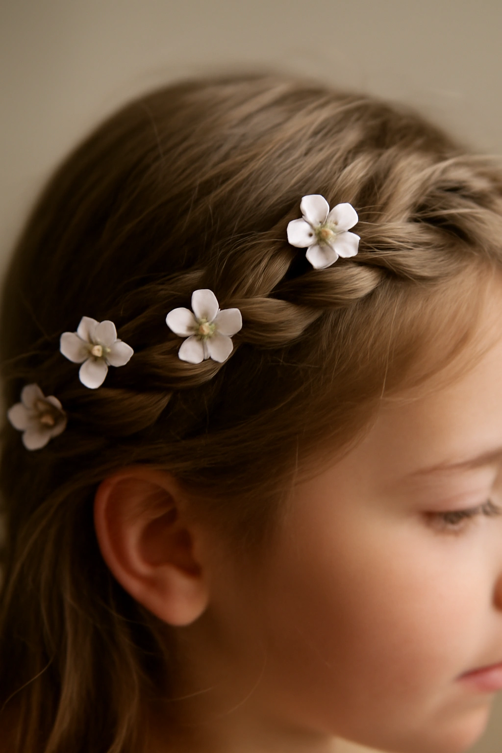 12 Sweet Easter Hairstyles Your Little Girl Needs 1 Close-up of a braided flower crown woven into hair