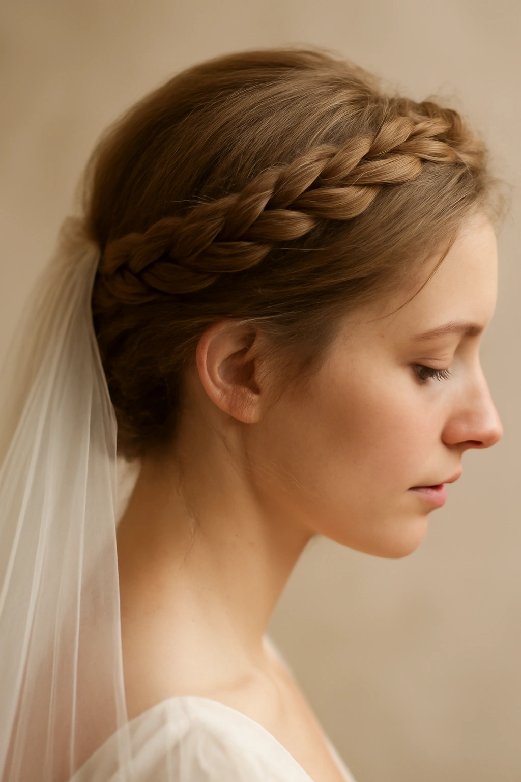 20 Wedding Hairstyles Matched to Your Hair Type 6 Crown braid encircling head on bridal hair