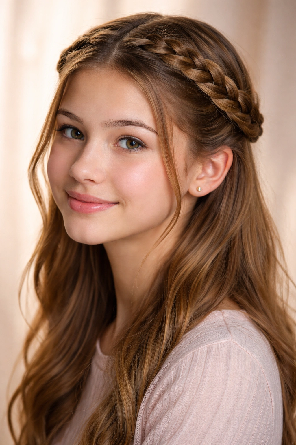 Teen with a braided crown hairstyle