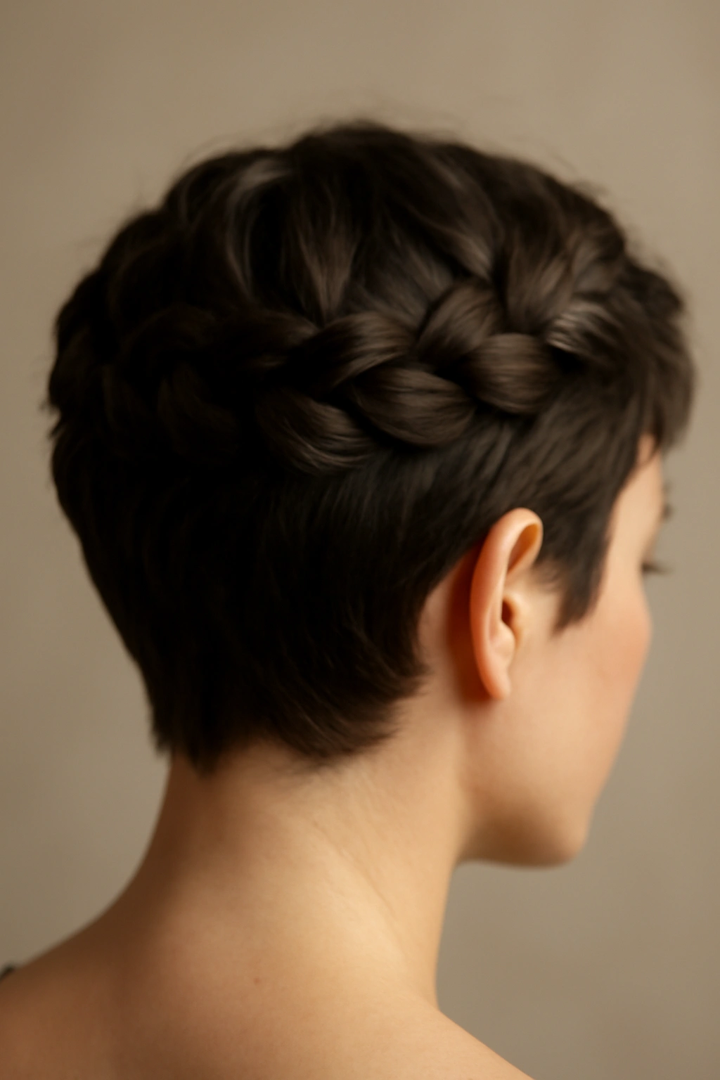 Going to Prom With Short Hair? 10 Styles to Try 4 Halo braid around the crown on short hair in studio