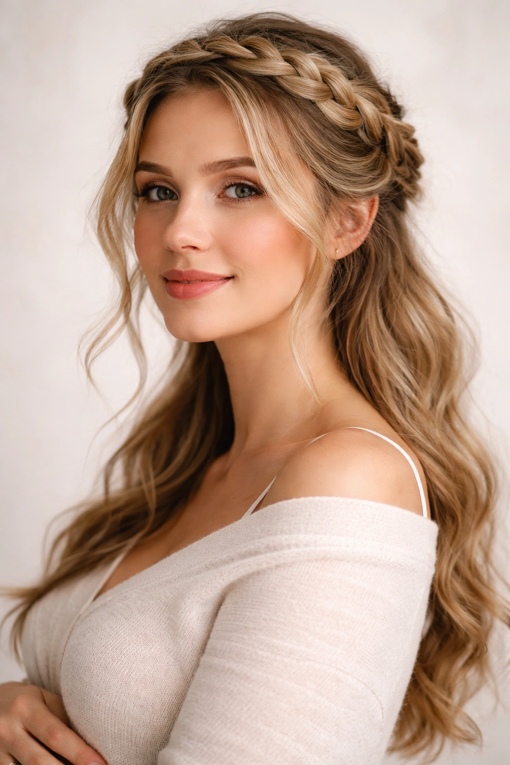 10 Easy Hairstyles For Pregnant Women To Love 1 Close-up of a loose braided crown hairstyle on a pregnant woman