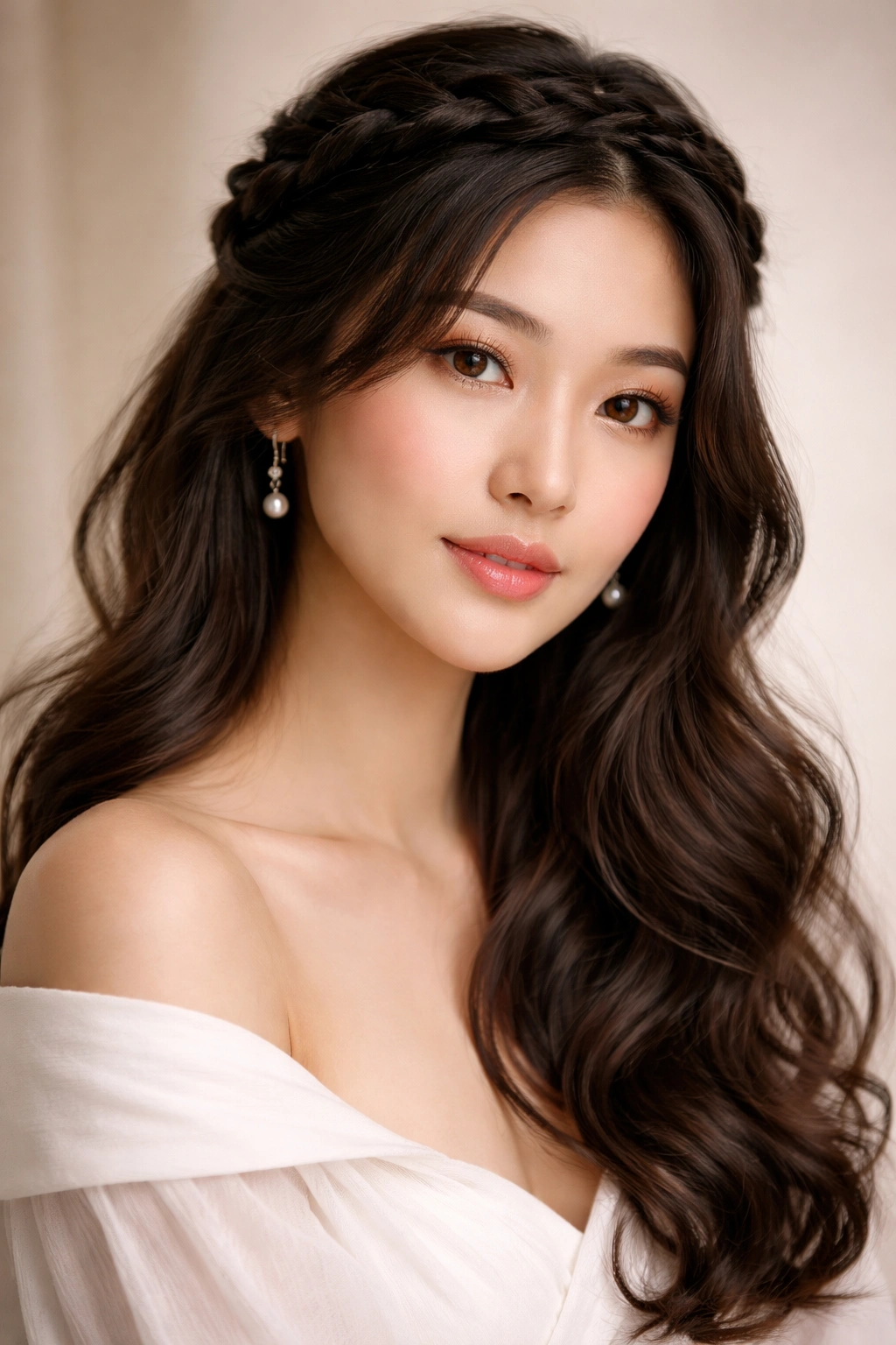15 Asian Hairstyles Women Can T Stop Pinning 4 Braided crown with loose waves around the head