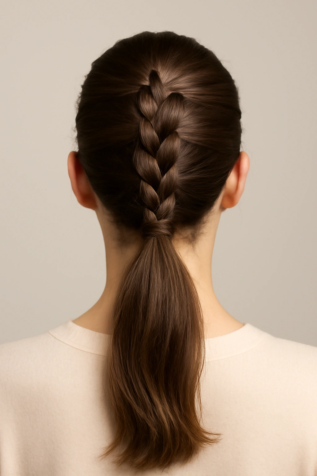 Braided half-up ponytail with crown braid and half-up ponytail