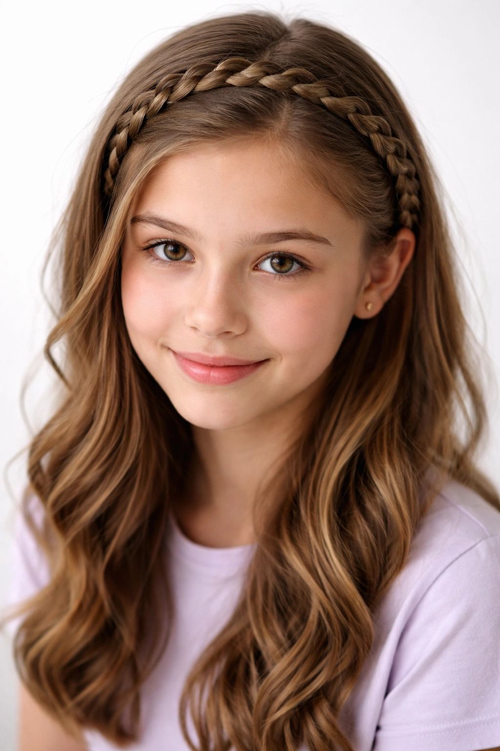 Hair braided across the top of the head forming a crown-like headband