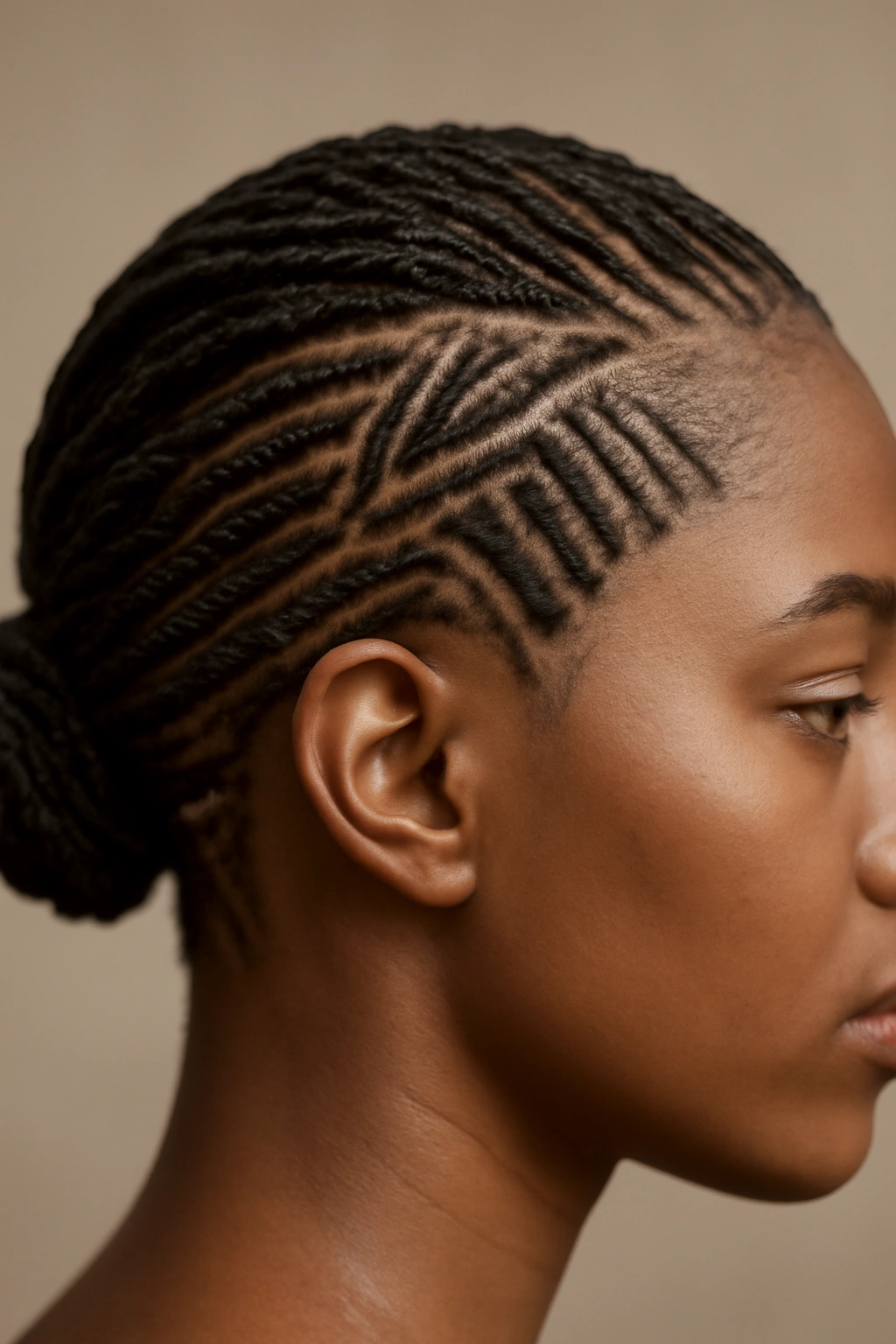 10 Line Design Hairstyles Black Women Are Wearing 7 Close-up of microbraids forming geometric line patterns on the scalp