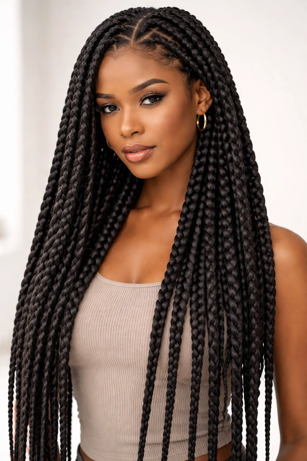 Braided locs with defined braid texture along the length