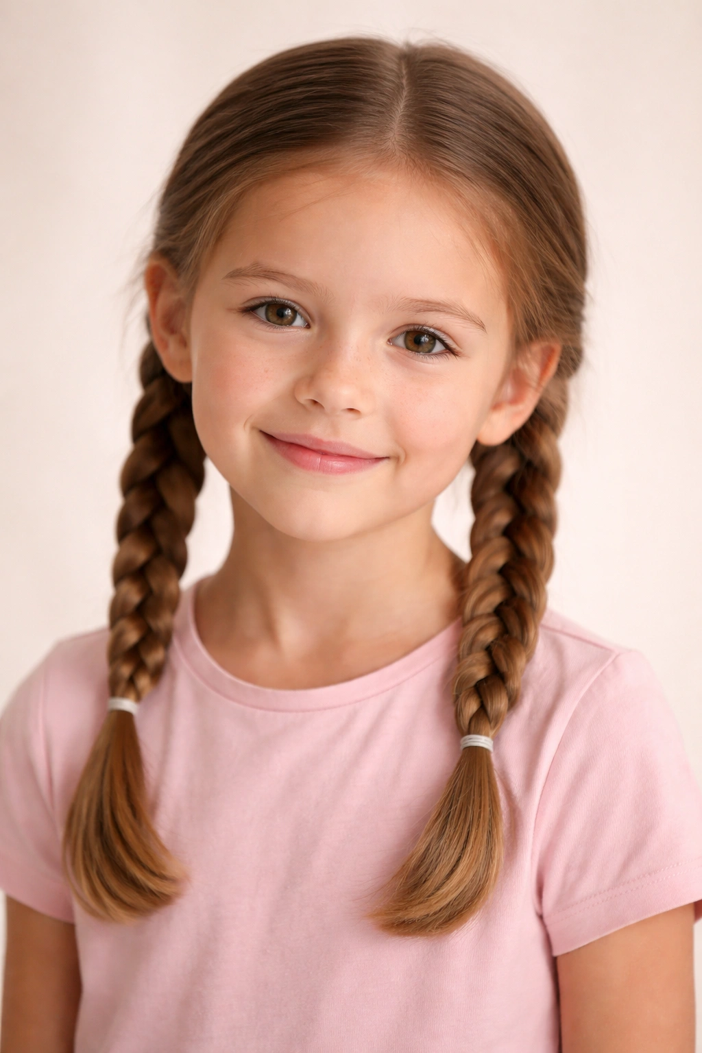Child with two braids forming pigtails on each side