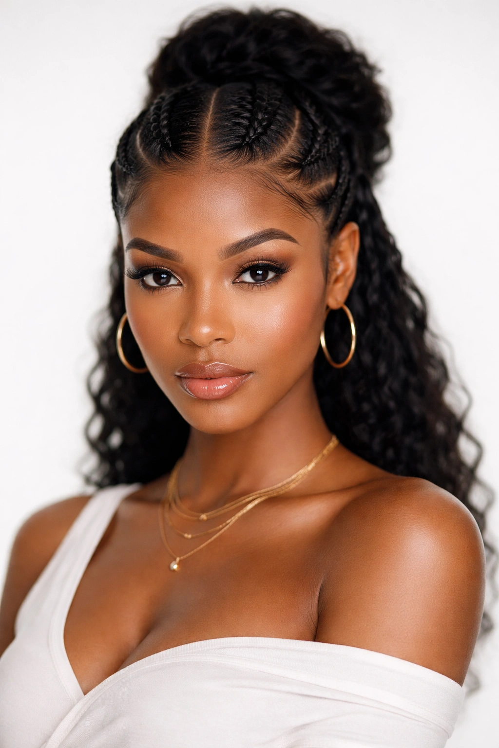 20 Gorgeous Pushback Hairstyles Every Black Woman Should Try 14 Symmetrical braided sides pushback hairstyle with center-part gathered into a bun