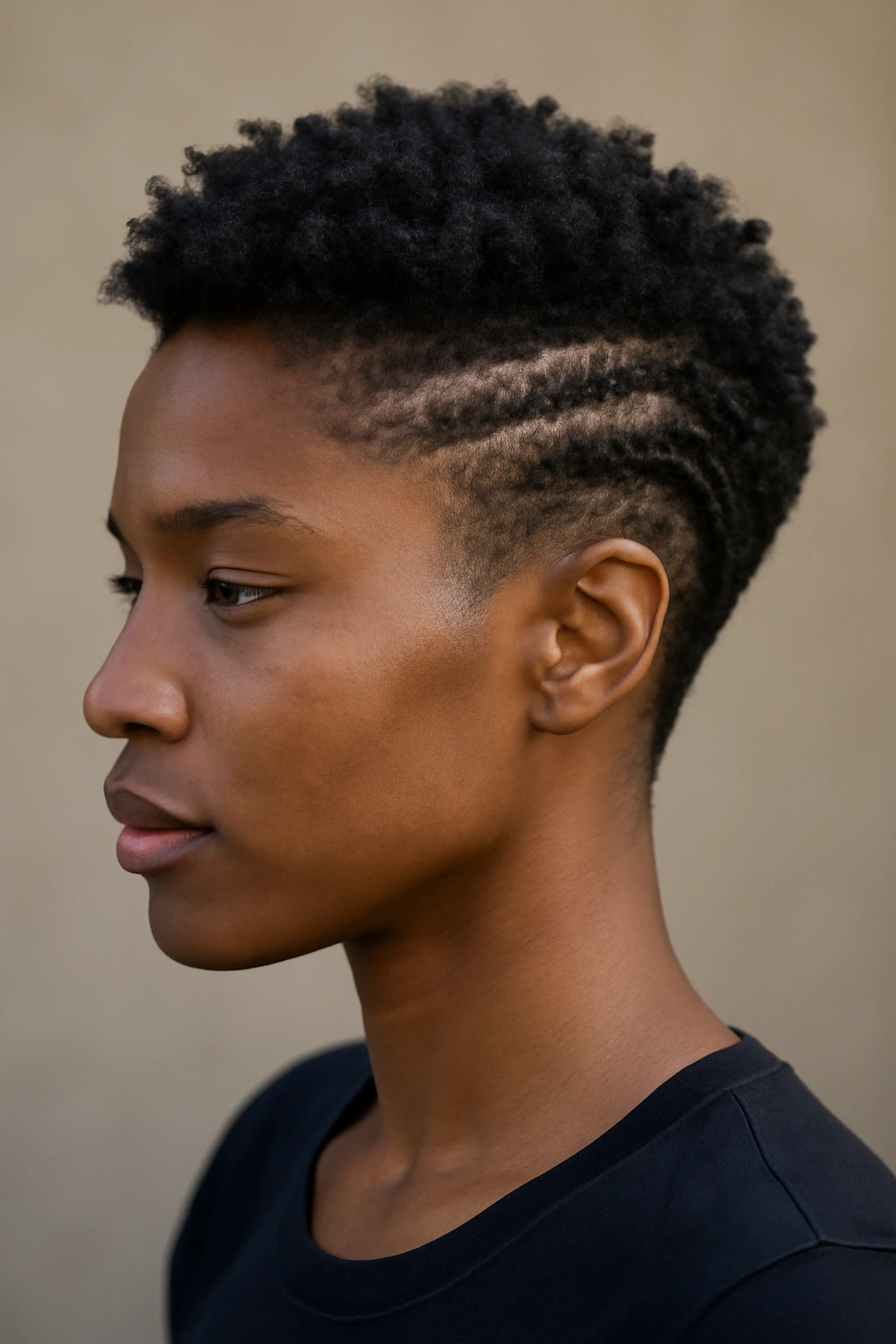 30 Short Haircuts for Black Women 23 Braided sides with textured crown hairstyle