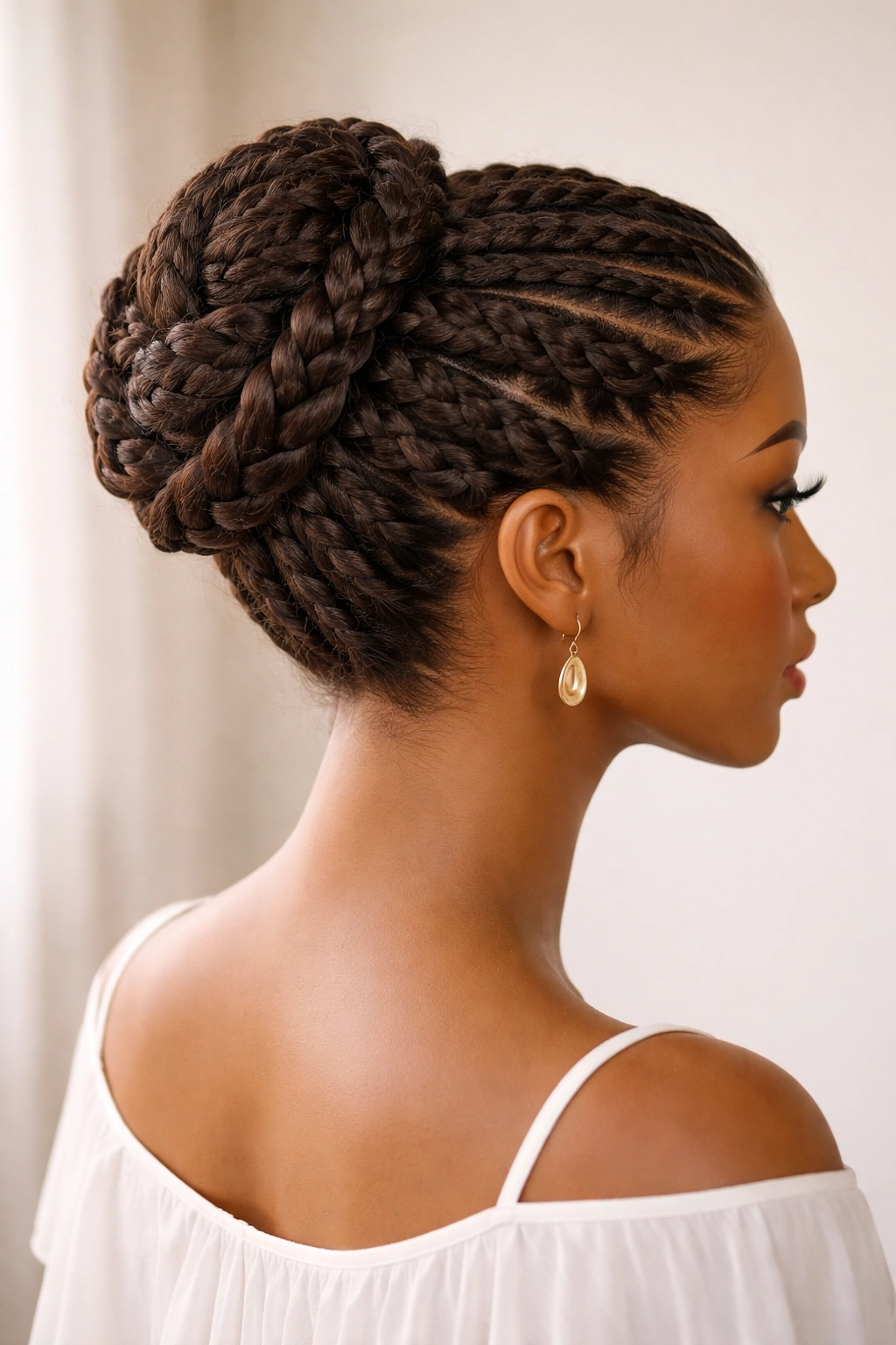 Elegant braided updo on a mannequin head