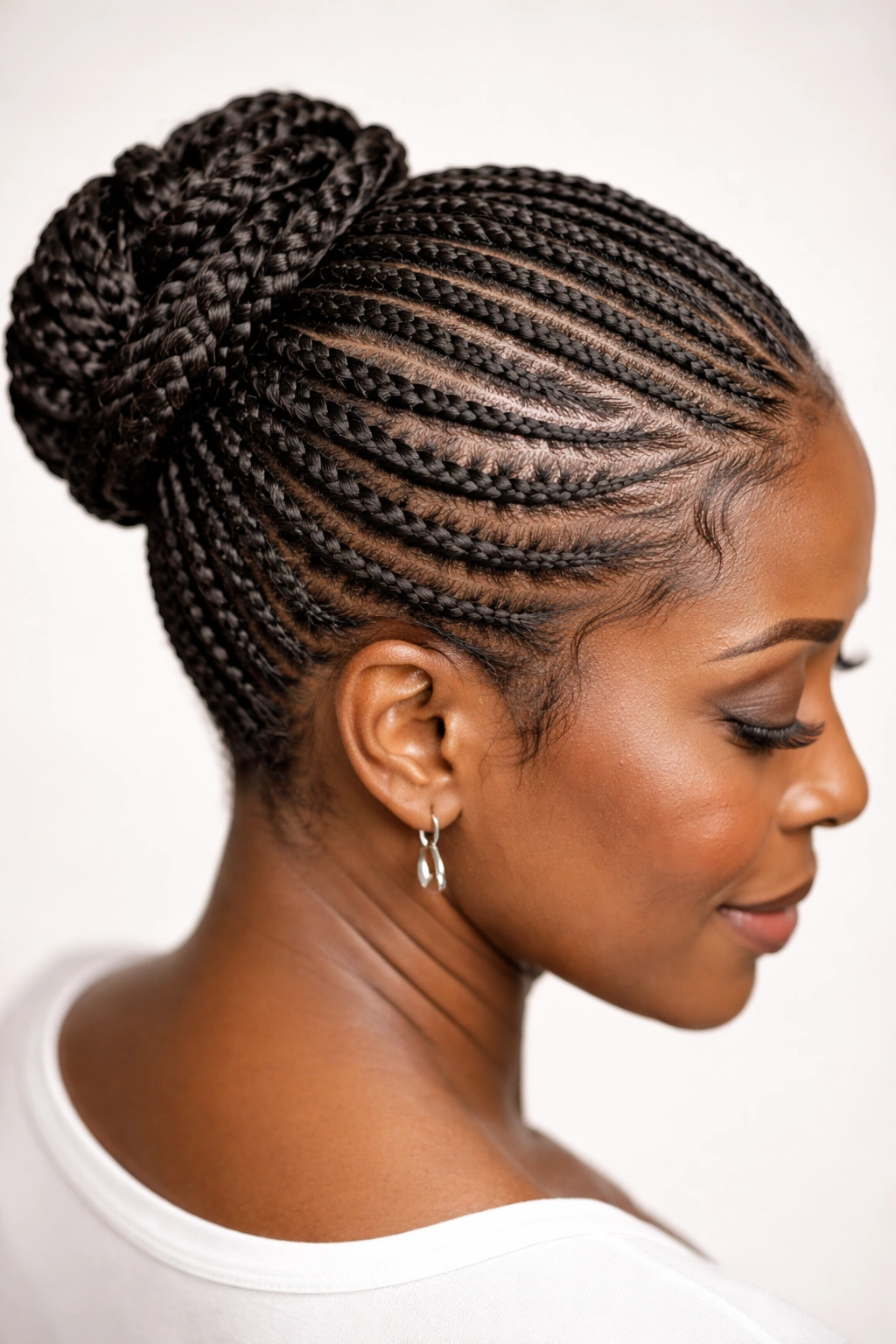 Intricate protective braids arranged on the head