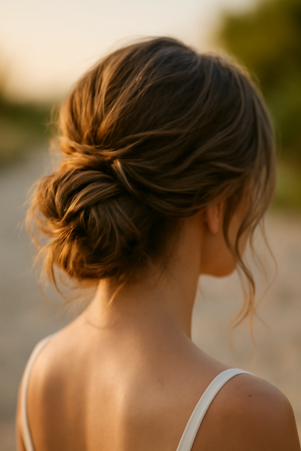 18 Wedding Styles From Polished Updos to Soft Waves 9 Low tousled chignon with textured waves and soft undone look