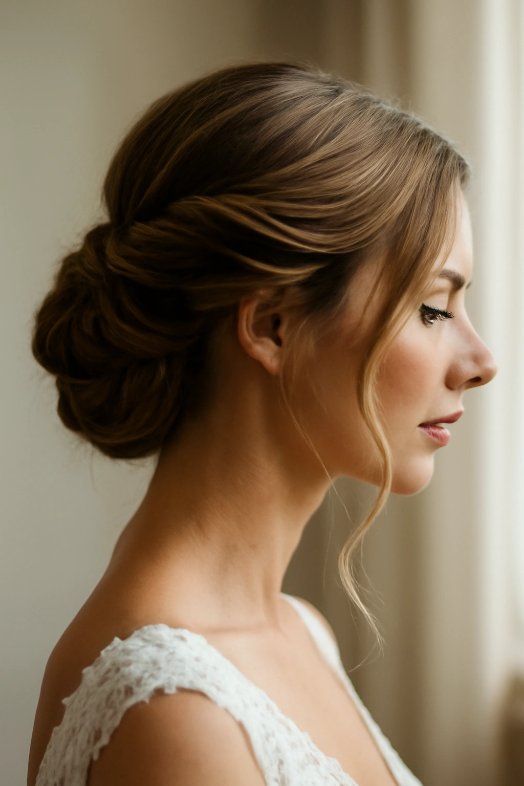 18 Wedding Styles From Polished Updos to Soft Waves 11 Twisted side updo with spiral twists and soft framing