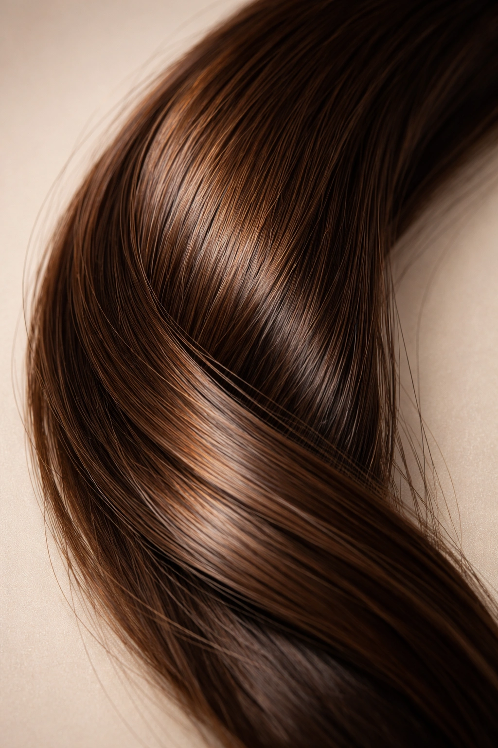 Close-up brunette hair color with rich brown tones and soft texture