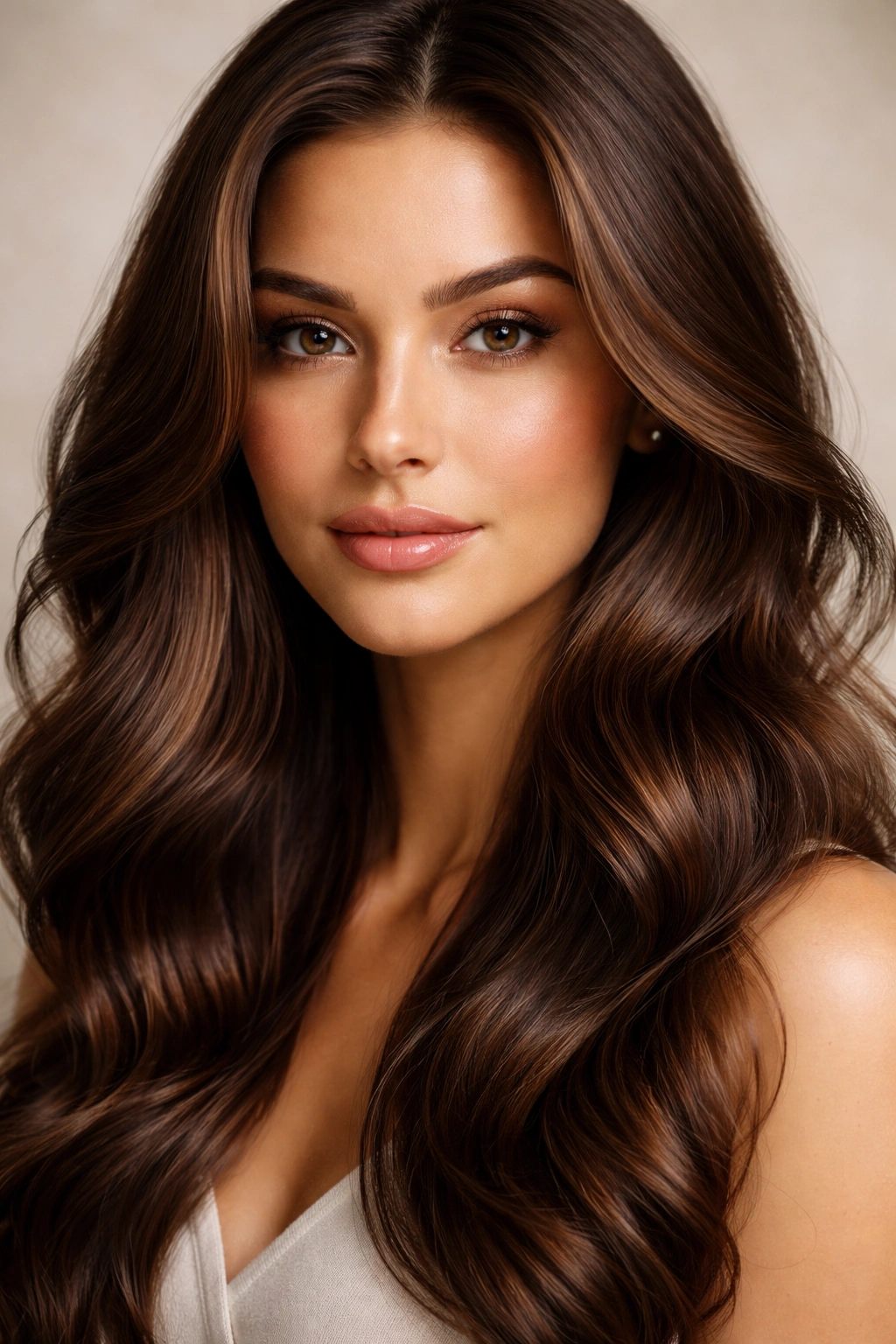 Portrait of a person with brunette hair showcasing rich brown tones